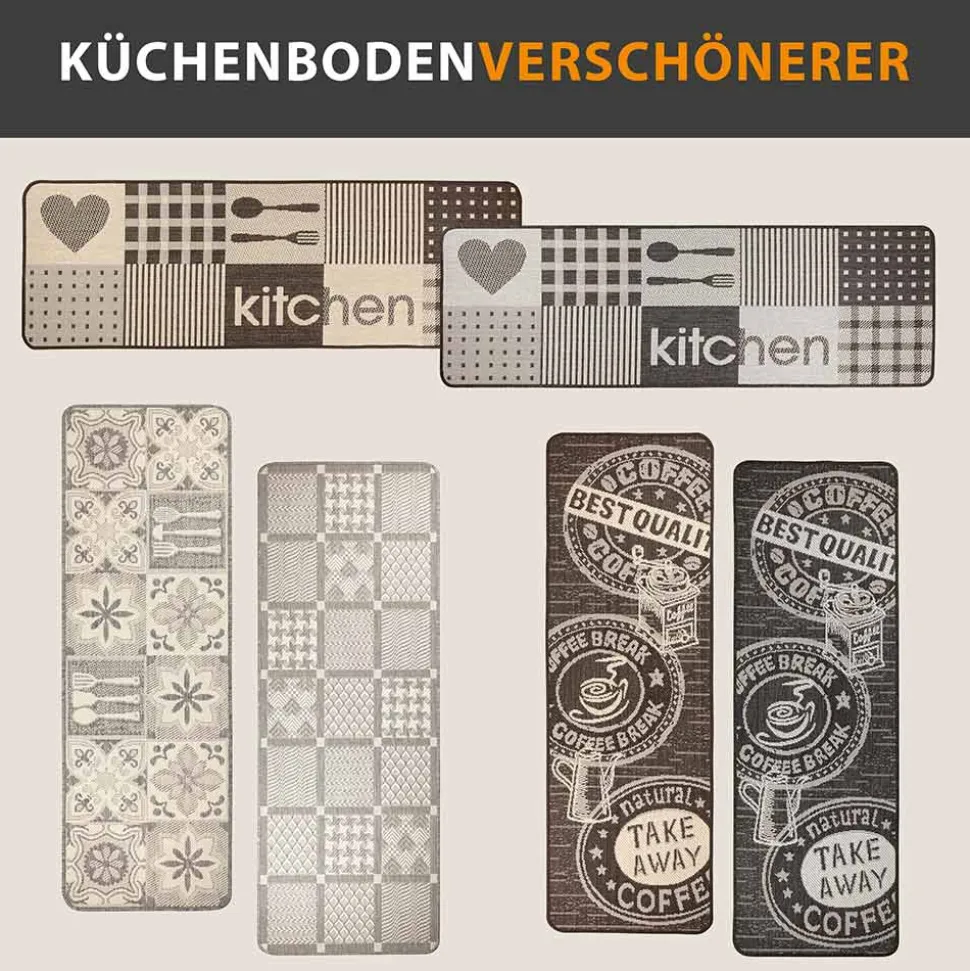 Küchenläufer Kacheln Silber